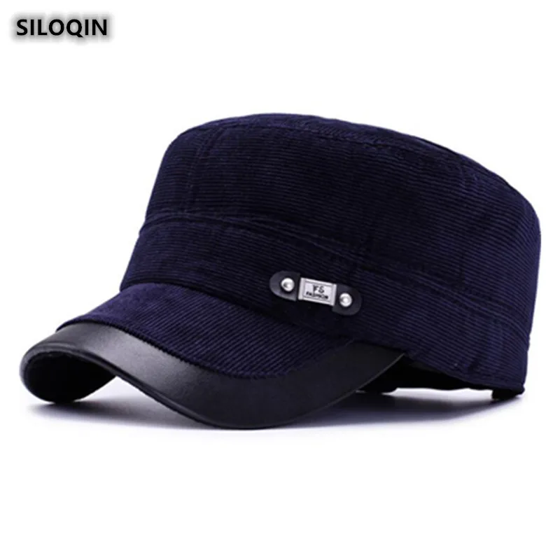 SILOQIN/зимняя мужская кепка на плоской подошве новые модные вельветовые Теплые