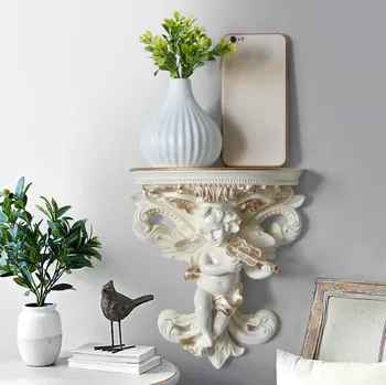 

Decorative Shelf Wall Hanging Holder Decoration Nursy Shelves Resin Decore Hanging Shelf Angle Sculpture Living Room Artware
