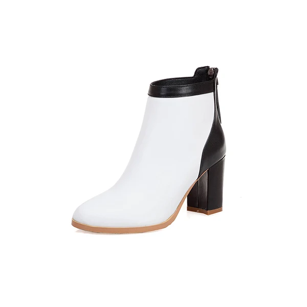 SOPHITINA/удобные ботинки с круглым носком; Высококачественная обувь из натуральной кожи на квадратном каблуке; модная разноцветная обувь; женские ботинки; MO314 - Цвет: White