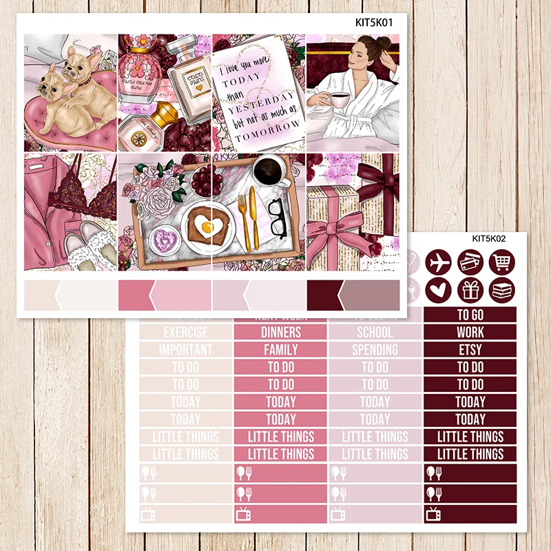 

7sheets/set Sweet pink aroma Weekly Label Decorative Sticker DIY Planner Diary Scrapbooking Album Stickers