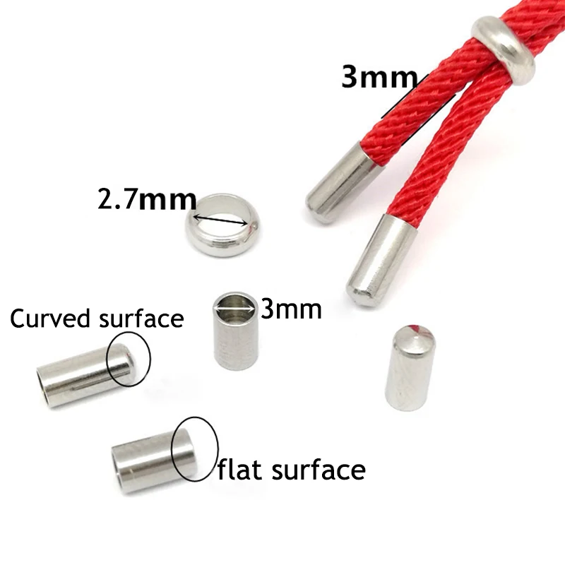 

5set/lot Hole Size 1.5-4mm Stainless Steel Adjustable Rope Buckle&End Caps Set Fit Leather Rope for DIY Necklace Jewelry Finding