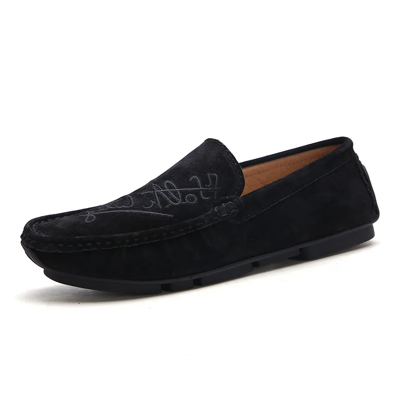 Мужская обувь; Замшевые мужские лоферы; Повседневная обувь; Chaussures; слипоны на плоской подошве; ботинки на низкой платформе; zapatos hombre; синие лоферы - Цвет: Wandai-6608-black