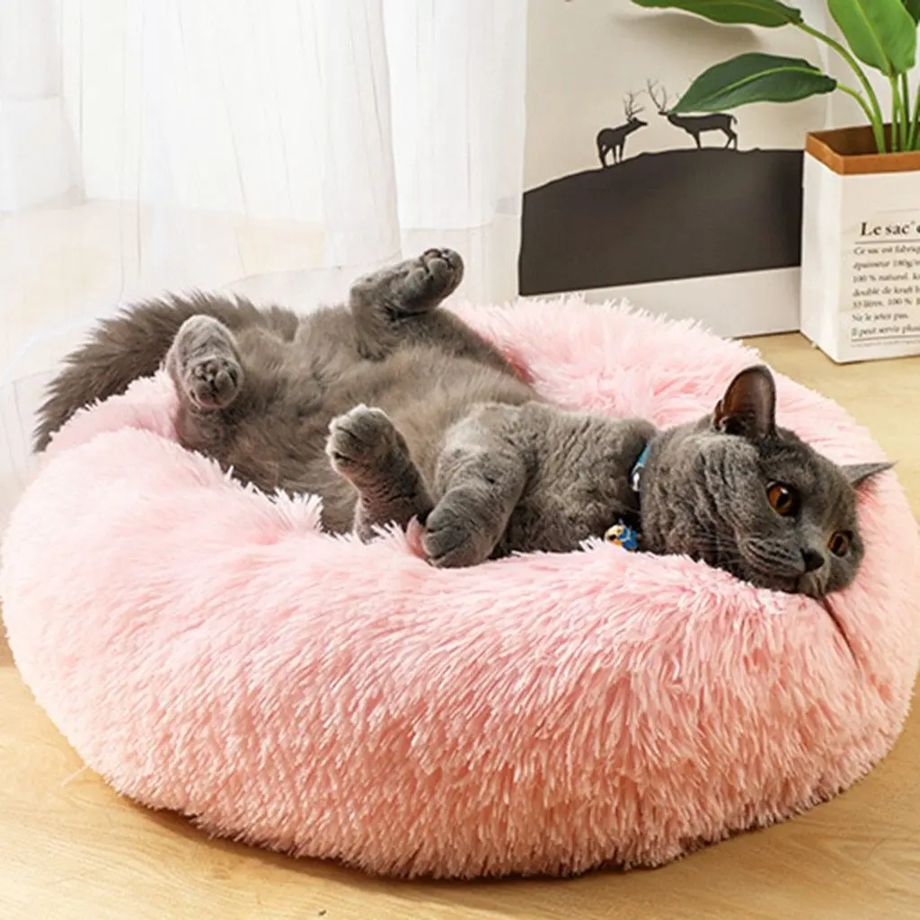 Dog Bed Long Plush Dount Basket Calming Cat Beds Hondenmand Pet Kennel House Soft Fluffy Cushion Sleeping Bag Mat for Large Dogs