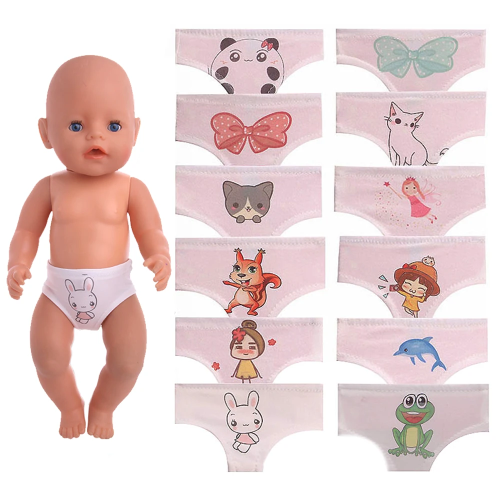 Doll Clothes Underwear Panties Cartoon Pattern Fit 18 Inch American Doll&43cm Born Baby Doll,Our Generation, Girl`s Toy Present