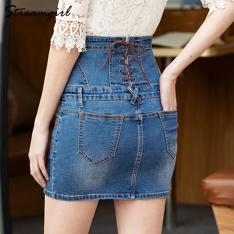 BYWX Women Back Zipper Fringes Plus Size High Waist Split Denim Pencil Mini Skirt