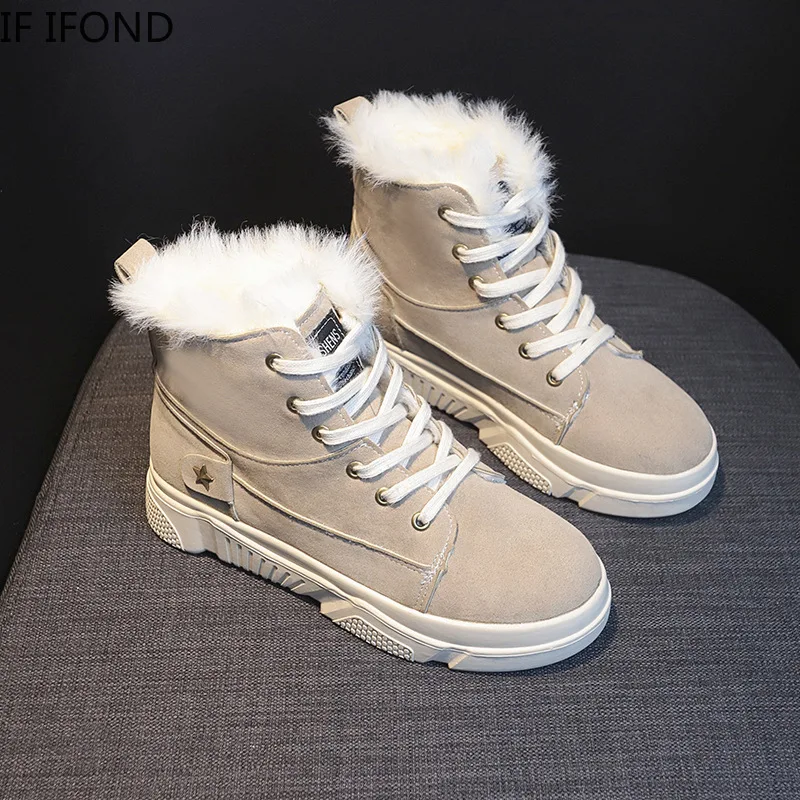 Женские зимние ботинки IF IFOND меховые стельки плоские ботильоны из искусственной