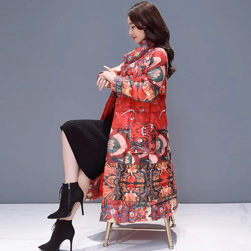 

Cotton-padded Clothes Women's Long 2018 Winter WOMEN'S Dress New Style Loose-Fit Slimming over-the-Knee down Jacket Cotton-padde