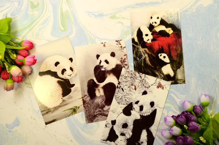20sheets Chinese style Ink painting traditional Chinese painting national treasures Playful panda postcards Greeting Card/Wish