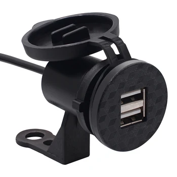 

DJSona 1PC Motorcycle Phone Charger 12V Dual USB Charger Waterproof Dust-proof Rearview Mirror Handlebar Fixed Charger New