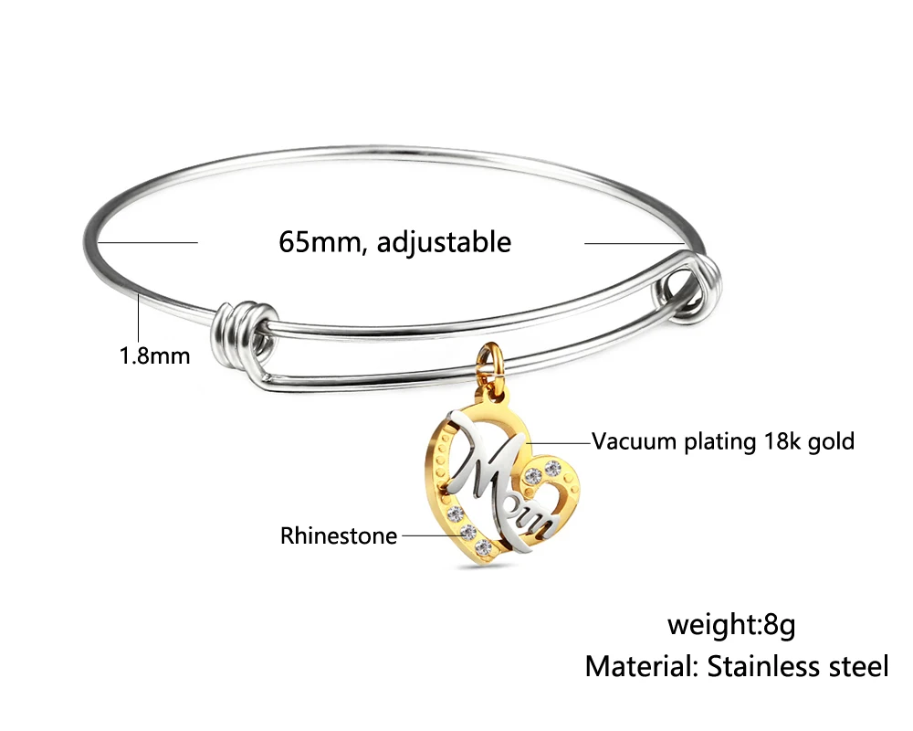 Adjustable Female Bracelet Plated Gold/Silver Stainless Steel Bangle Bracelet For Women Bracelets Bangles Pulseiras