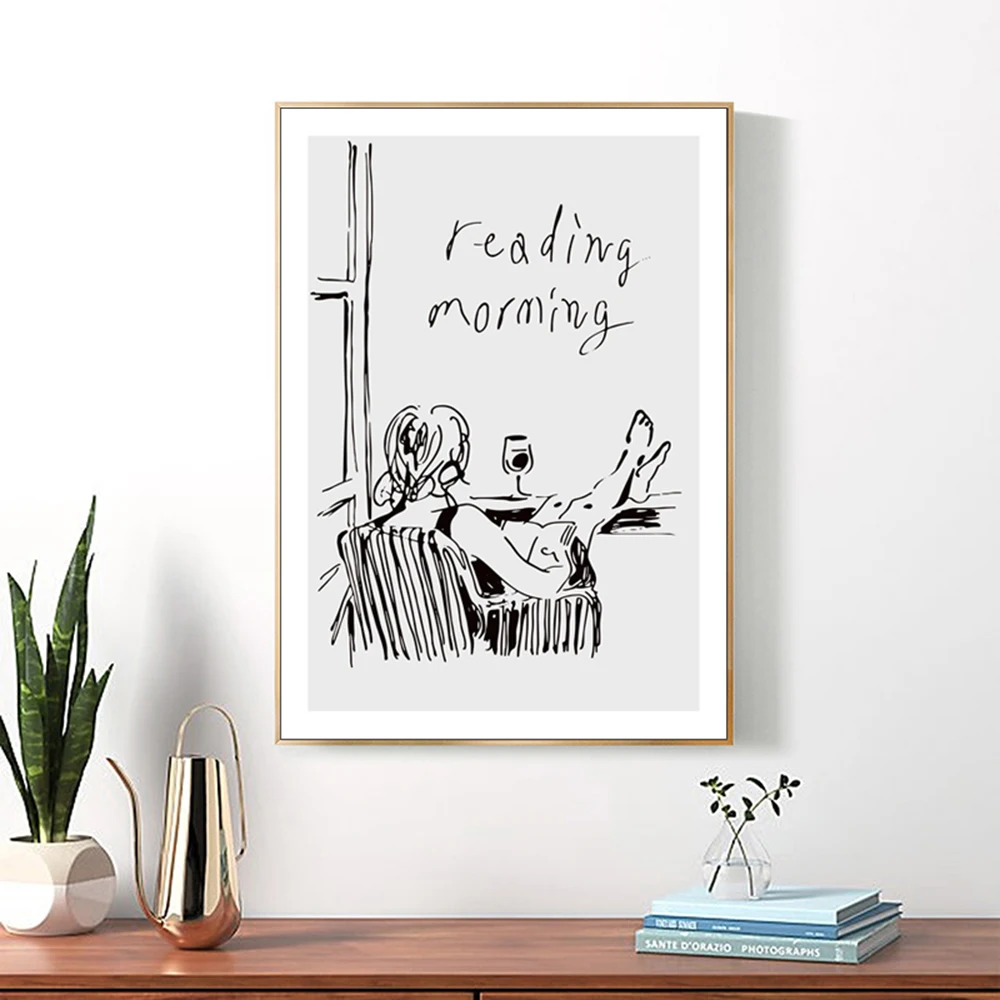 

Custom Lifestyle Sketch Modern Minimalism Canvas Painting Poster Wall Paomtomg For Office Decor Lienzos Cuadros Decorativos