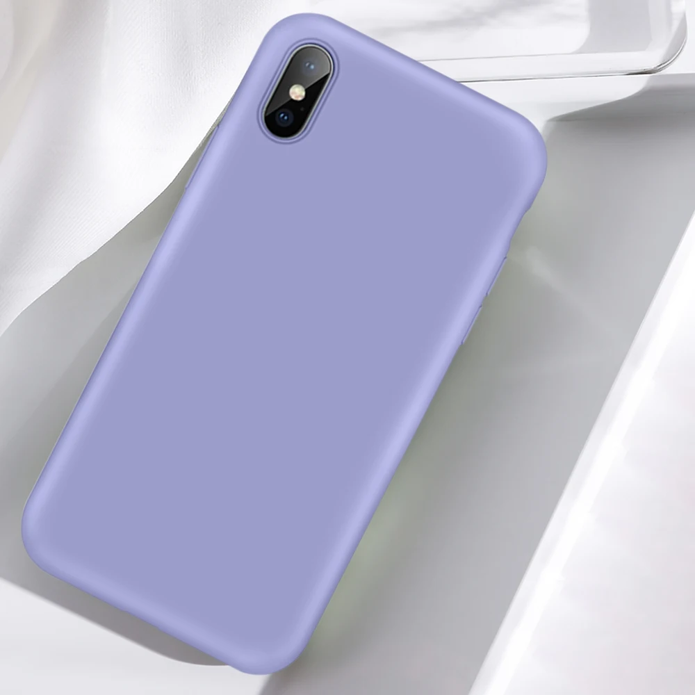 Purple Роскошный официальный силиконовый чехол без логотипа для iPhone 7 8 Plus чехлы с жидкостью для Apple iPhone X XS Max XR 6 6S Plus 7 8 чехол - Цвет: Purple