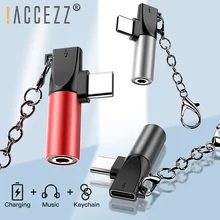 Адаптер ACCEZZ usb type C для huawei P20 P30 3,5 мм разъем для наушников Aux адаптер для зарядки прослушивания 2 в 1 для Xiaomi 9 8 брелок