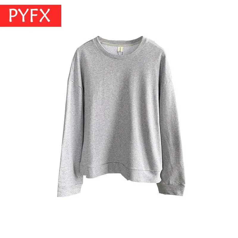 

Fall 2019 New Korean Loose Casual Pure Colour Round-necked Long Sleeve pithy patterns Women's Yellow Hoodie Harajuku Sweatshirt