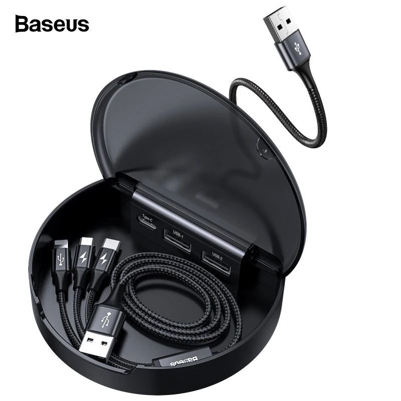 

Baseus 3 in 1 USB Cable For iPhone Samsung Mobile Phone Multi USB Type C Micro USB Cable Fast Charging Car Charger Dock Station