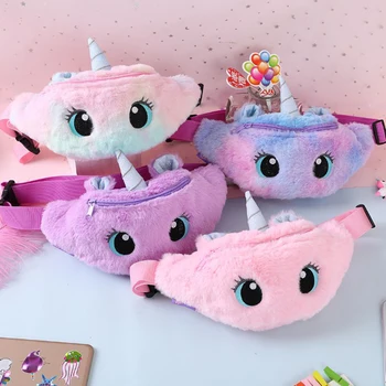 

Unicorn Waist bag for children Fanny Pack Girls Plush Toys Belt Gradient Color Chest Bag Cartoon Coin Purse Travel Chest Bag