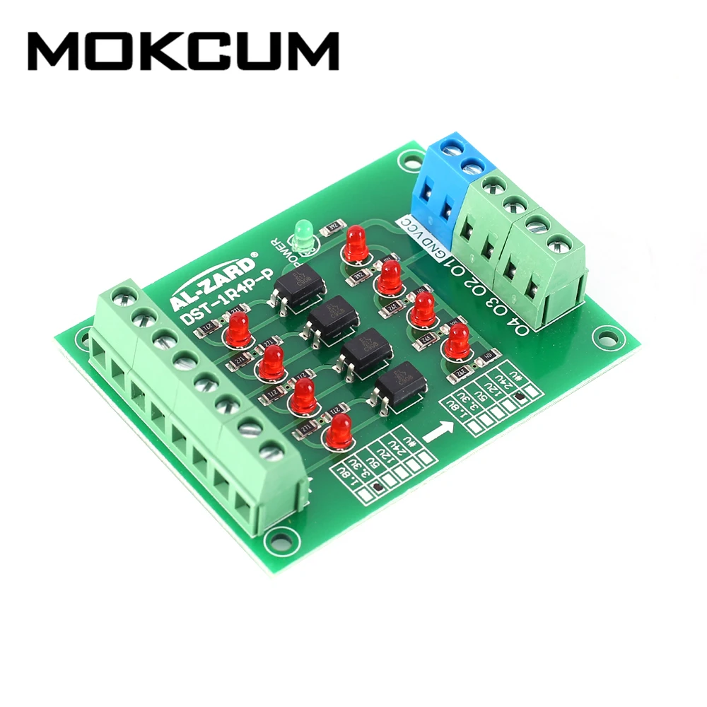 3,3 V-24 V 4-канальный изолятор оптопары фотоэлектрический модуль изоляции уровня Напряжение конвертер 4Bit PNP Выход PLC сигнала Con