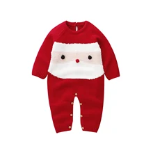 Combinaison tricotée à manches longues pour bébé, garçon et fille de 0 à 24 mois, pull over, barboteuse, 1 pièce, 2 pièces, tenue de noël pour enfants