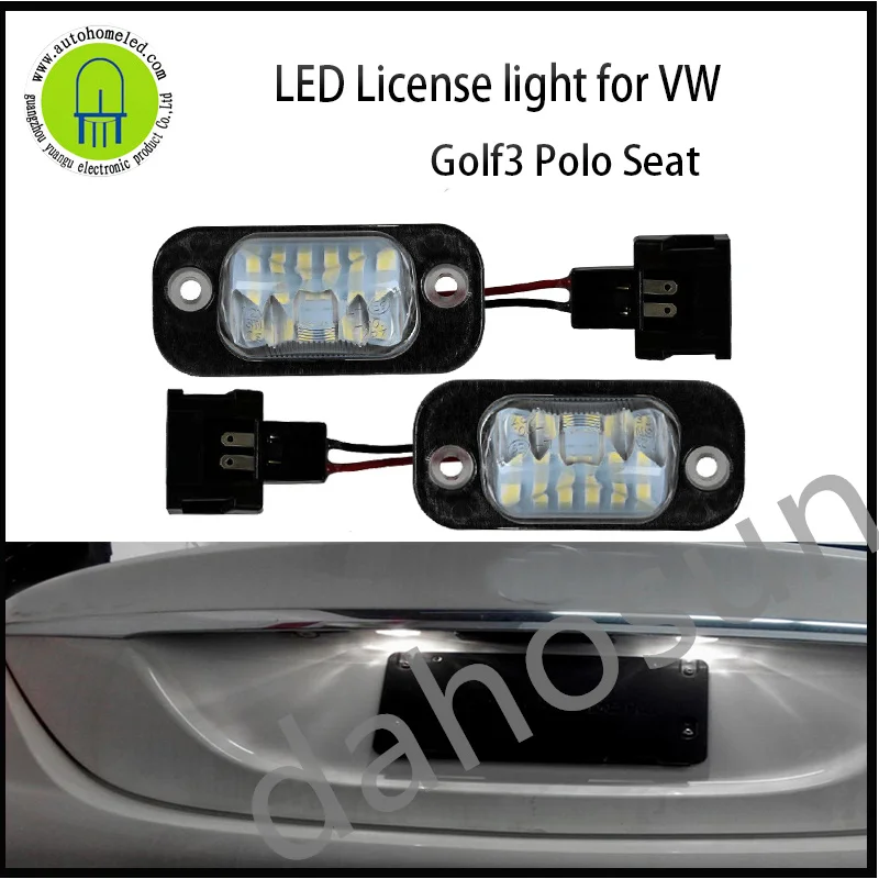 

2Pcs Dahosun White LED License Light Compatible With VW Golf3 Polo3/Seat Ibiza coidoba Error Free Plate Number Lamp
