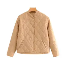 

Women 2021 Fashion Single Breasted Loose Padded Jacket Coat Vintage Long Sleeve Pockets Female Outerwear Chic Tops