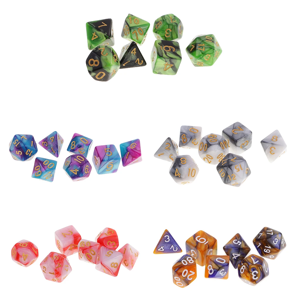 Set/35pcs 1.6cm/0.62'' Polyhedral Dice D12 D10 D8 D6 D4 for Dungeons & Dragons DND MTG RPG Table Game Toys Gift