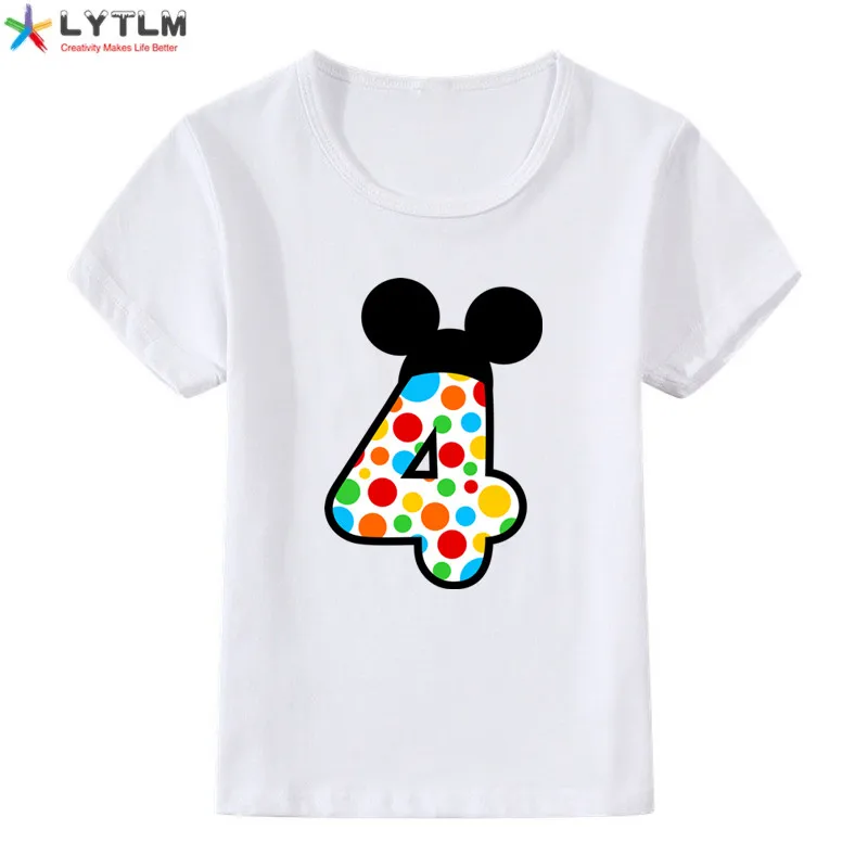 LYTLM футболка с Микки-Маусом и цифрой 1-5 для дня рождения Футболка для мальчиков брендовые Детские топы для девочек, футболки для мальчиков на осень, Anniversaire Enfant - Цвет: DX White