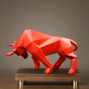 

Geometric Cattle Statue OX Bull Sculpture Ornament Abstract Animal Figurines Room Desk Decor Home Decoration Accessories Morden