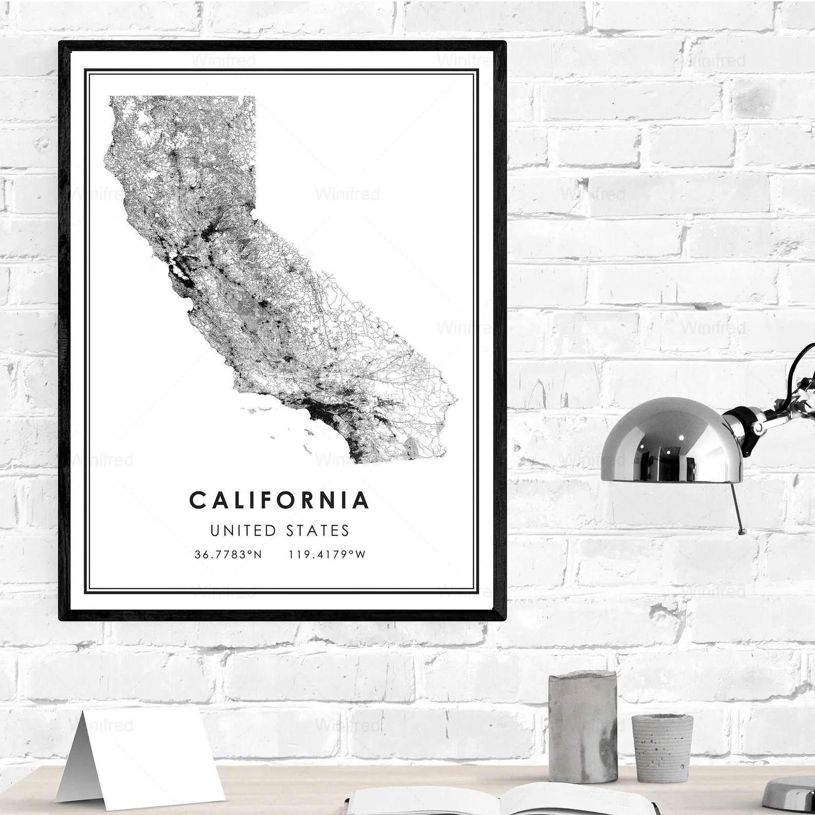 

California USA United States Map Print Poster Nordic Wall Art Canvas Painting America City Map for Living Room Home Decor
