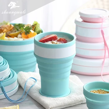 

Portable Folding Cups Food Grade Silicone Telescopic Travel Coloured Collapsible Drinking Coffee Cup Multi-function Mug