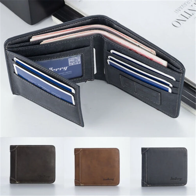 

Men's Wallet PU Leather Billfold Credit ID Card Holder Mini Purse Money Clip Inserts Coin Short Foldable Luxury Business Wallet