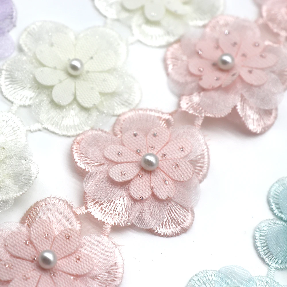 Pearl Lace Flower For Dress Ribbon Wedding Embroidered DIY Supplies