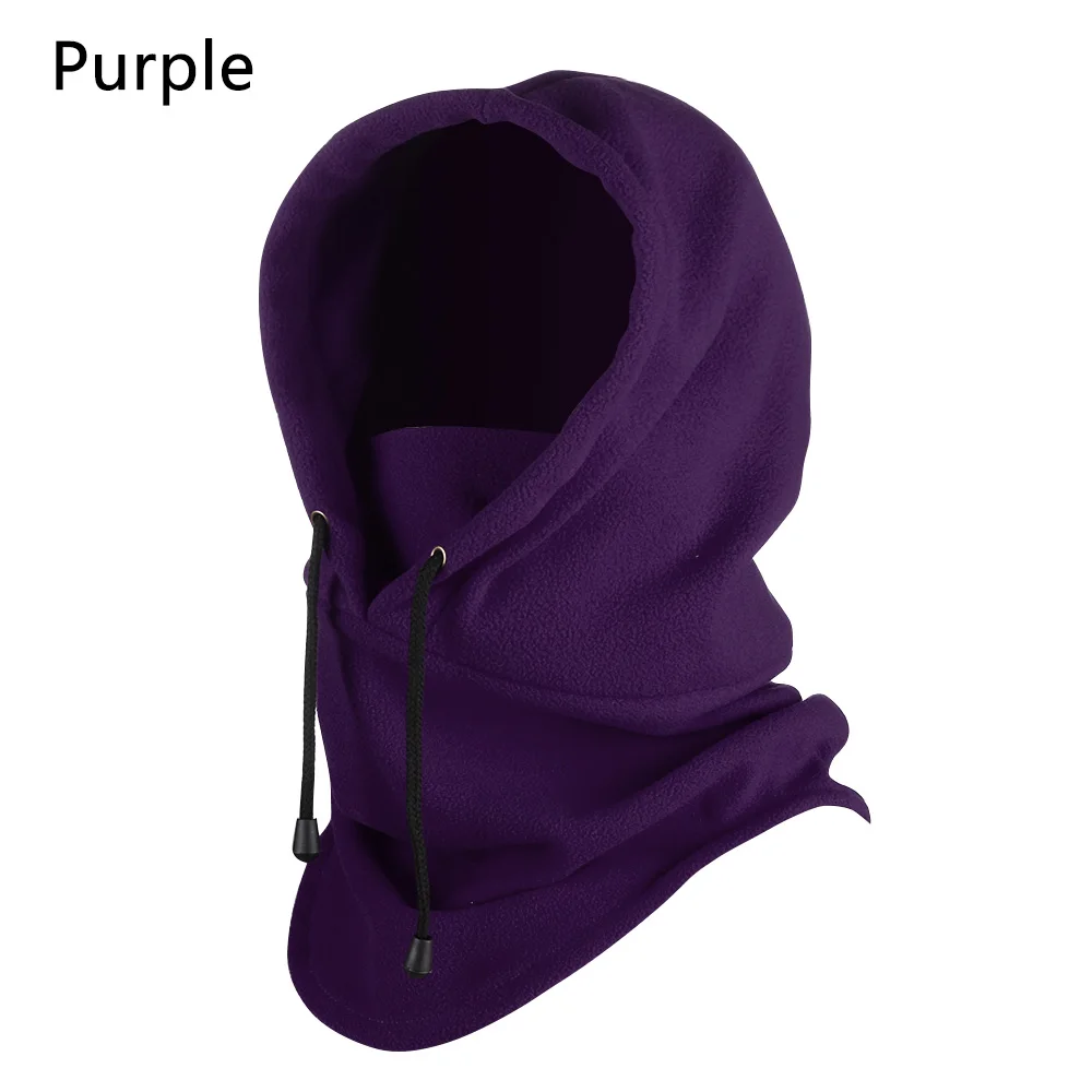 purple Шапочки, шапка, теплая флисовая шапка, головной платок, теплый капюшон, маска для лица, шапка, шейный шлем, шапочки для мужчин и женщин, велосипедные шапочки - Цвет: purple