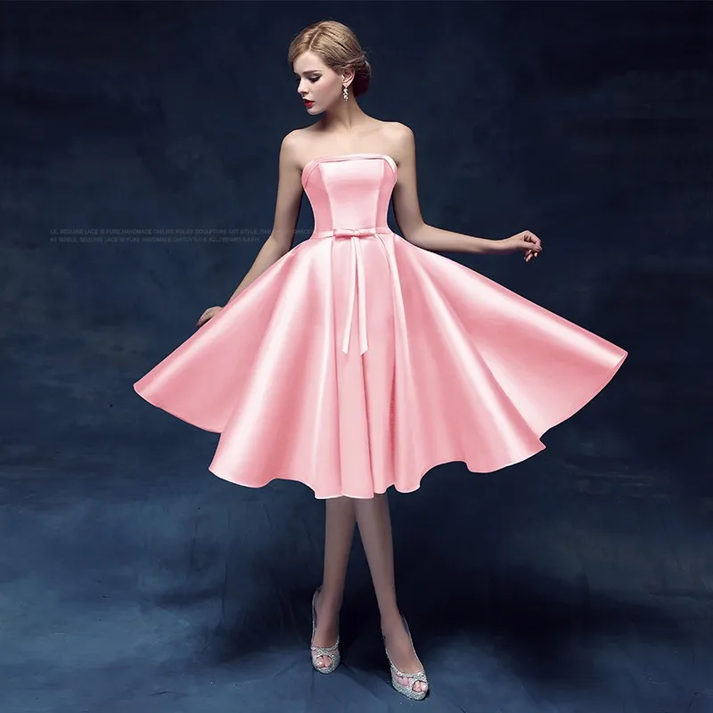 Erosebridal атласное вечернее платье без бретелек для женщин, простой дизайн, длинное вечернее кружевное платье, длинное/Середина/короткое