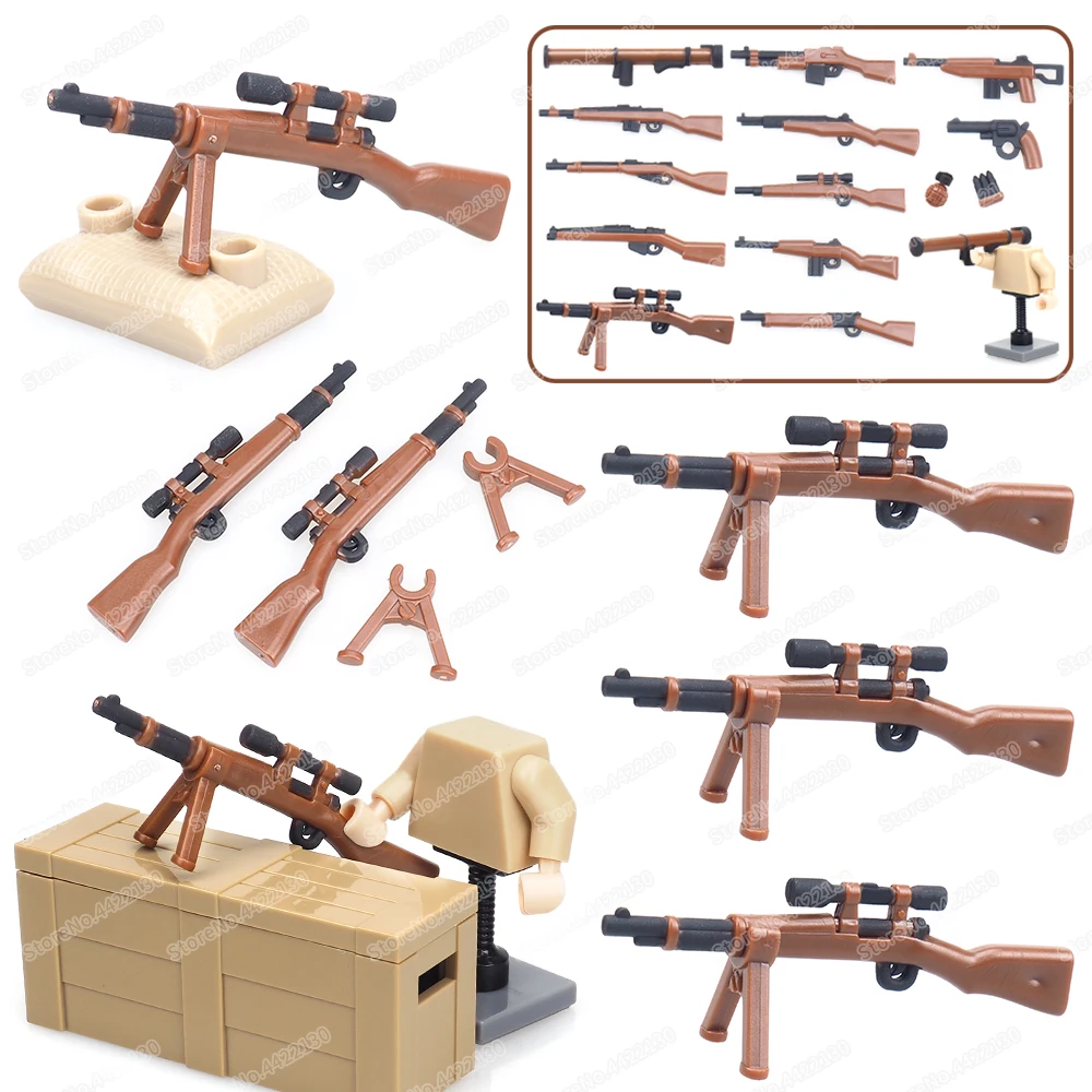

Military Special Sniper Gun 98k Belt Aim Bracket Manual Spraying Building Block Moc WW2 Figures Weapons Model Child Gift Boy Toy