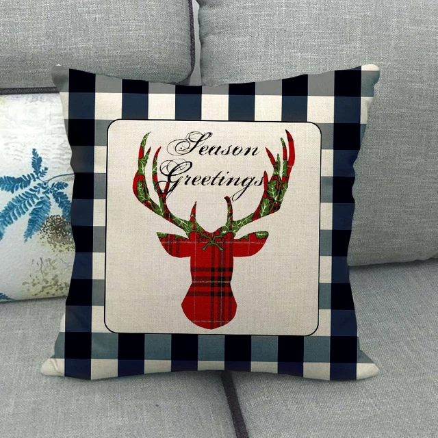 Рождественские украшения, наволочка для дивана, решетчатая декоративная наволочка, подушка с буквами, кедровая льняная наволочка, квадратная наволочка