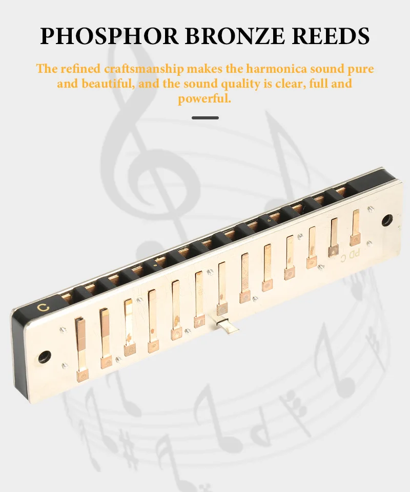 Description Picture 6 of itemEASTTOP LUCKY 13 Holes PowerDraw Harmonica Professional Musical Instruments With Case For Adults Student Professional Players