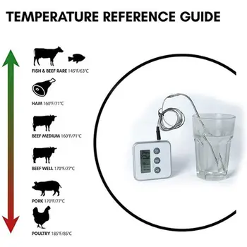 

BBQ Thermometer Kitchen Foods Thermometer Timer Food with Temperature Gauge Meat Temperature Tools Probe Cooking Meter Kitc F1J5