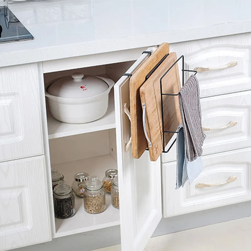 Multi-function Free Of Punch Wall Hanging Cupboard Cutting Board Shelf Tableware Racks Holder Kitchen Cabinet Storage