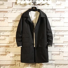 Тренч, куртка, пальто, повседневные мужские ветровки, одноцветные, X-Long, мужские Модные осенние куртки