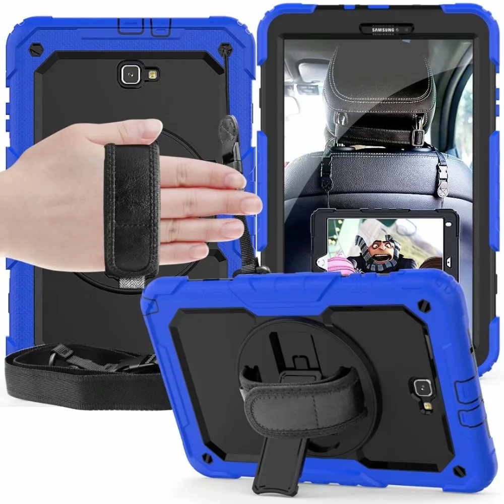360 Degree Children safe Silicone Hard+Neck Strap Hand Case For Samsung Galaxy Tab A 10.1 inch T580 T585 SM-T580 cover+pen | Компьютеры и
