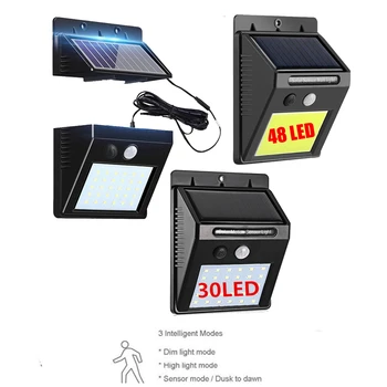 

48/30 LED Solar Powered PIR Motion Sensor Activated Solar Lamp Waterproof Outdoor Garden Decor Security Wall Light integrated or
