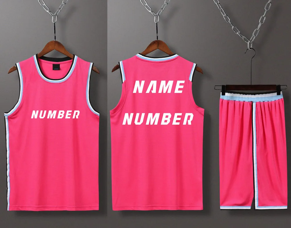 Custom Number Name Свободная рубашка, комплект для баскетбола, шорты с боковым карманом, мужская форма для колледжа, баскетбольная майка, Молодежный баскетбольный комплект - Цвет: Custom Number Name