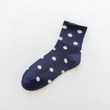 5 пар корейских женских милых Хлопковых Носков с узором в горошек