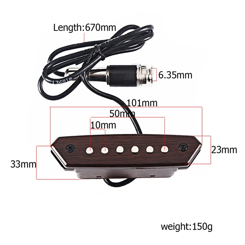 Professional Acoustic Guitar Sound Hole Pickup Humbucker Soundhole Pickup 6.35Mm Endpin Jack For Acoustic Folk Guitarra