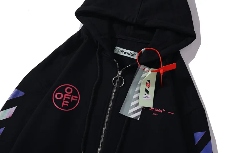 Off-White градиентная синяя полоса стрелка Пара Толстовка