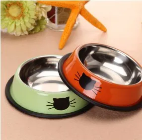 1Pcs Dog Cat Food Bowls Supplies Pet Feeding Drinking Tools Steel Pet Bowl Stainless Water Dogs Cats Bowls Anti-skid Pets