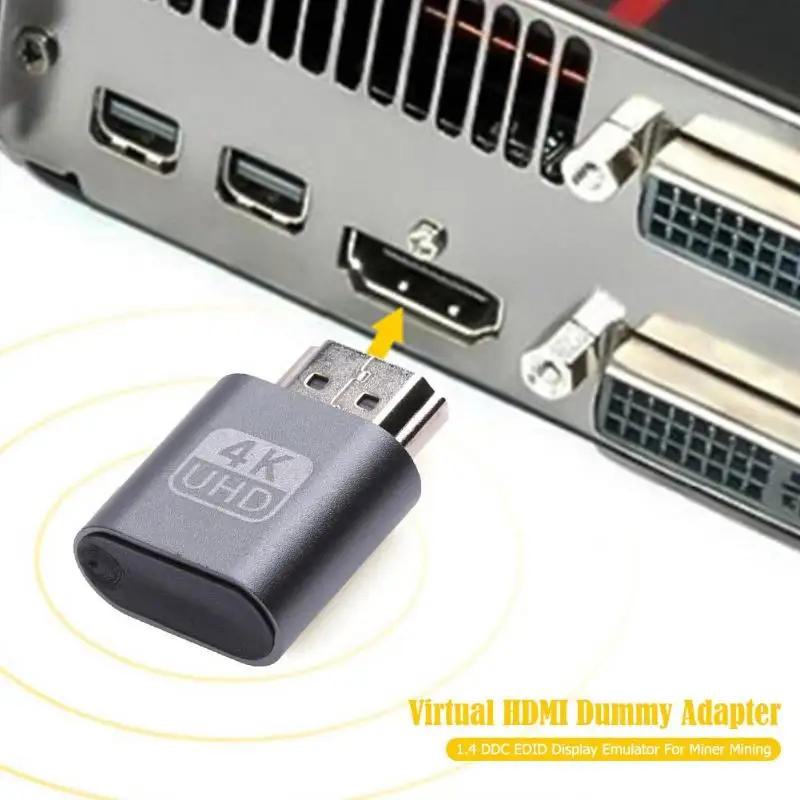 HDMI Virtual Display Adapter HDMI DDC EDID Dummy Plug Lock Latest Chip Low Power Consumption No Heat Plate for BTC Mining
