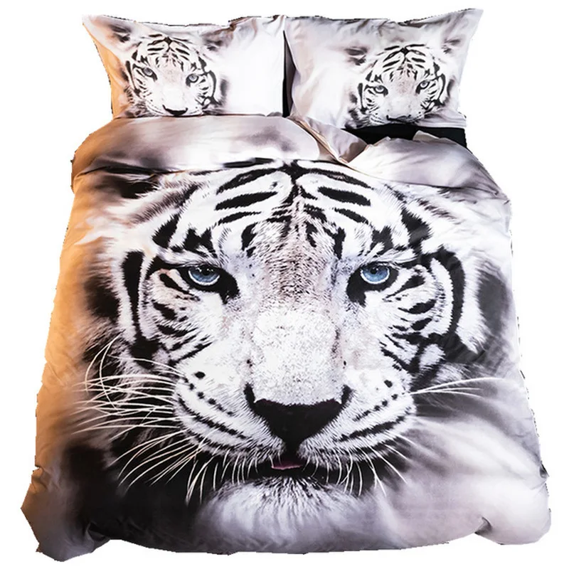 

New Bedding Set Printing 3D Animal Tiger 3Pcs Sets King Sizes Bed Linens Duvet Covers Comforter Bedclothes With Pillowcases