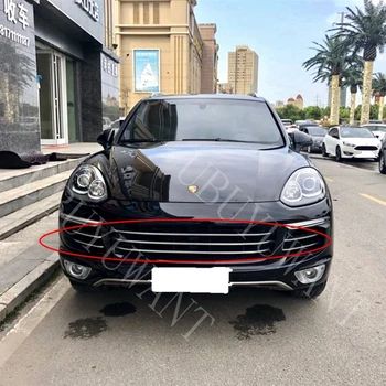 

NEW 7pcs Front 3D bumper Mesh Vent Hole Dirt Grille Grills Cover Trims For Porsche Cayenne 2015 2016 2017 Car Stying