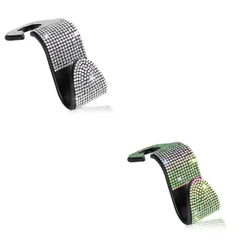

Creative Rhinestone Car Headrest Hooks Diamond Auto Seat Back Hanger Holder Vehicle Organizer for Handbags Purses Grocery Bags